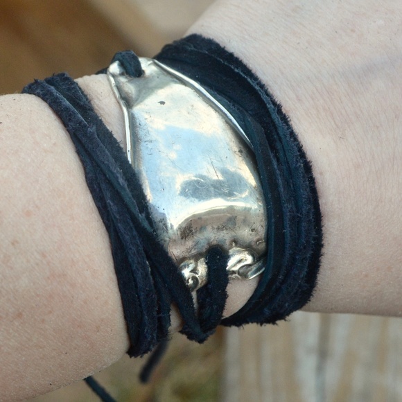 Antique Obsessions Jewelry - Asymmetrical Yoga Cuff Bracelet Sterling Silver